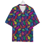 Colorful Robot Pattern Print Rayon Hawaiian Shirt