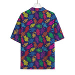 Colorful Robot Pattern Print Rayon Hawaiian Shirt