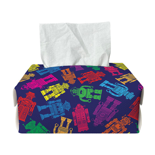 Colorful Robot Pattern Print Rectangle Tissue Box Cover