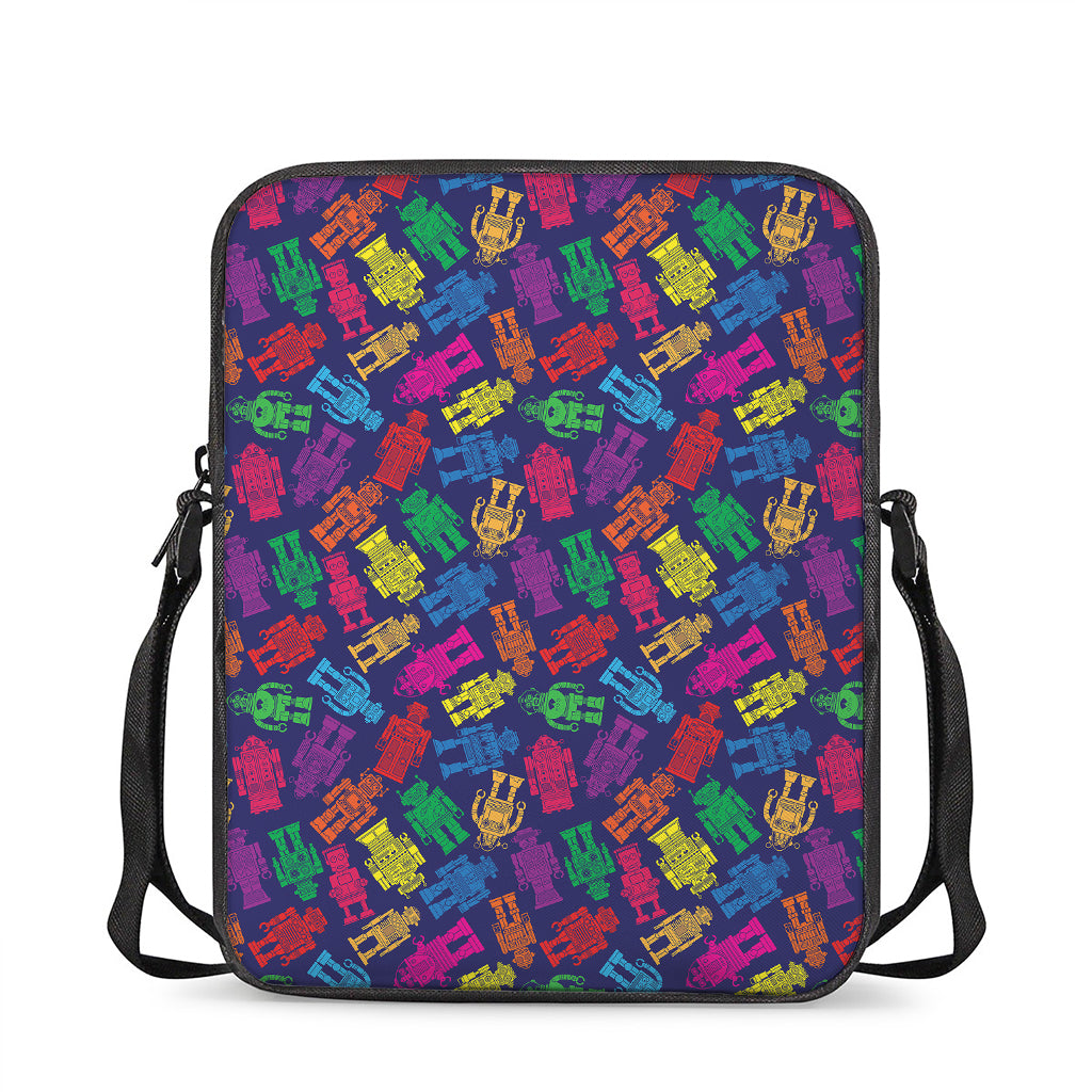 Colorful Robot Pattern Print Rectangular Crossbody Bag