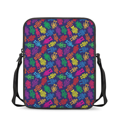 Colorful Robot Pattern Print Rectangular Crossbody Bag