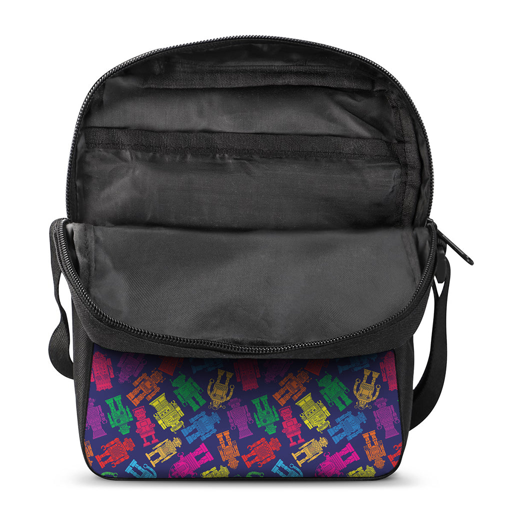 Colorful Robot Pattern Print Rectangular Crossbody Bag