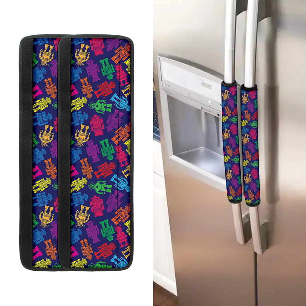 Colorful Robot Pattern Print Refrigerator Handle Covers