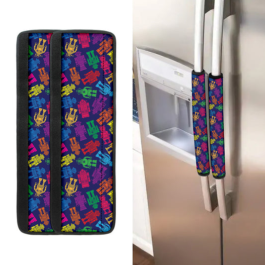 Colorful Robot Pattern Print Refrigerator Handle Covers