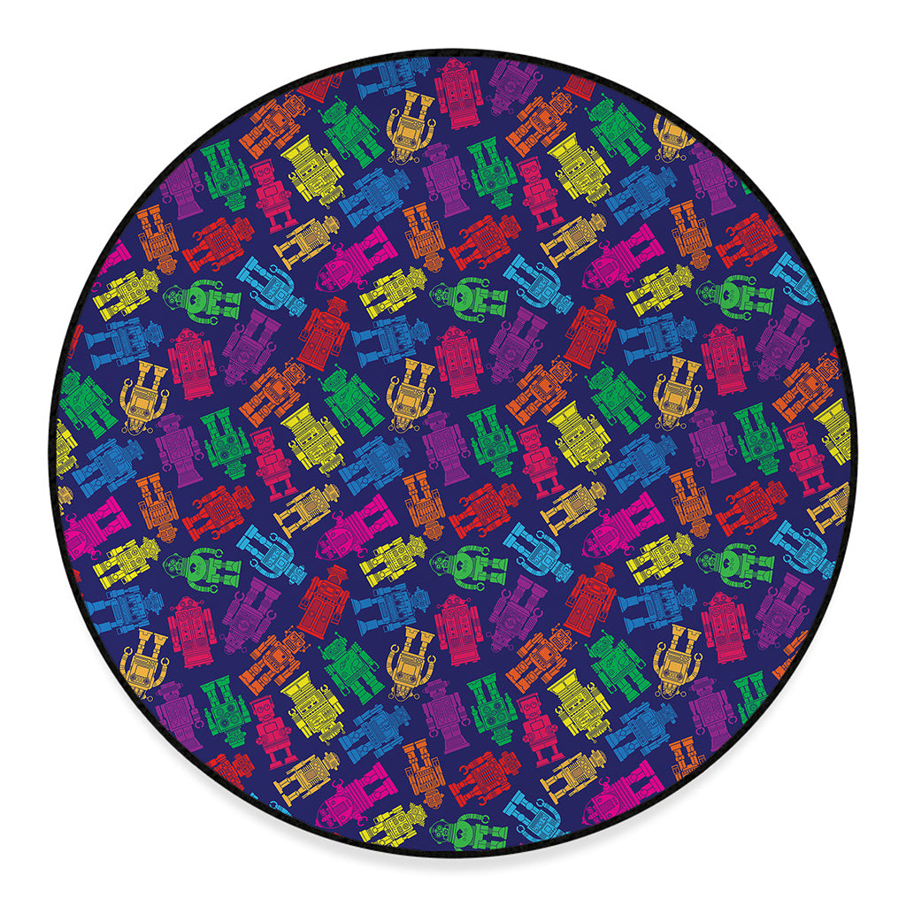 Colorful Robot Pattern Print Round Floor Mat