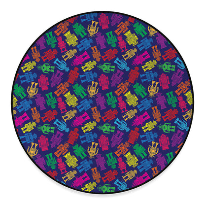 Colorful Robot Pattern Print Round Floor Mat