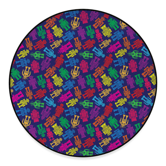 Colorful Robot Pattern Print Round Floor Mat