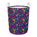 Colorful Robot Pattern Print Round Laundry Basket