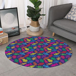 Colorful Robot Pattern Print Round Rug