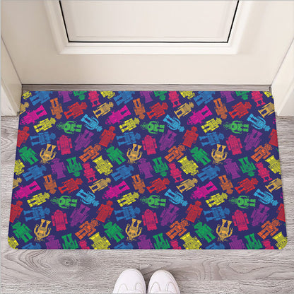 Colorful Robot Pattern Print Rubber Doormat