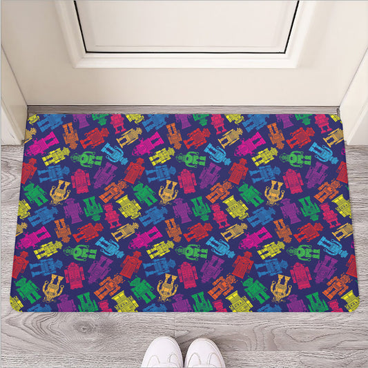 Colorful Robot Pattern Print Rubber Doormat