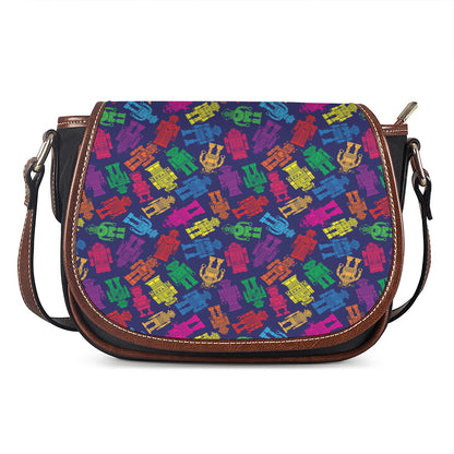 Colorful Robot Pattern Print Saddle Bag