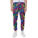 Colorful Robot Pattern Print Scuba Joggers