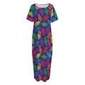 Colorful Robot Pattern Print Short Sleeve Long Nightdress