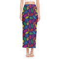 Colorful Robot Pattern Print Side Slit Maxi Skirt