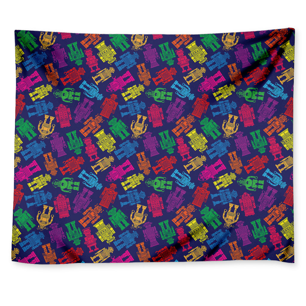 Colorful Robot Pattern Print Tapestry