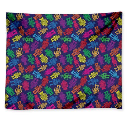 Colorful Robot Pattern Print Tapestry