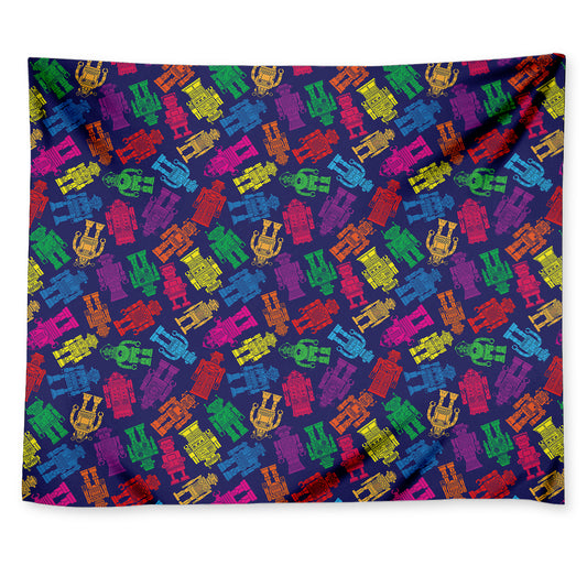 Colorful Robot Pattern Print Tapestry