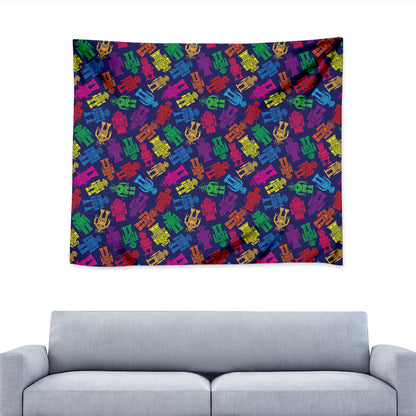 Colorful Robot Pattern Print Tapestry