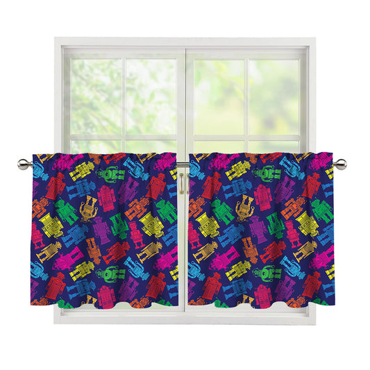 Colorful Robot Pattern Print Tier Curtains