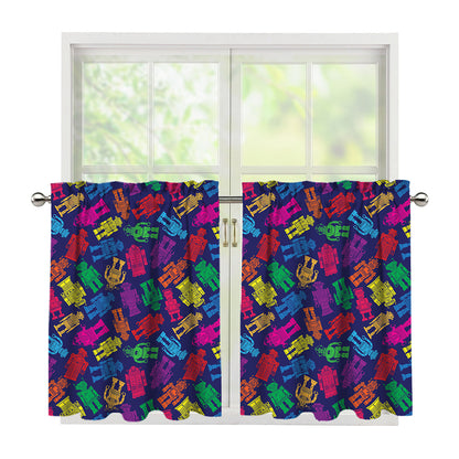 Colorful Robot Pattern Print Tier Curtains