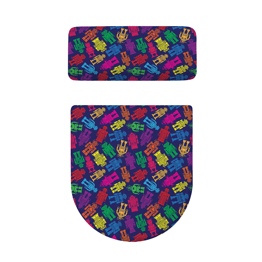 Colorful Robot Pattern Print Toilet Lid And Tank Cover Set
