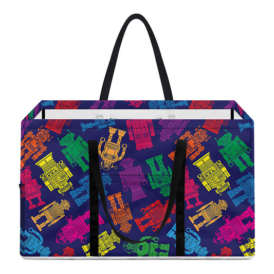 Colorful Robot Pattern Print Utility Tote Bag