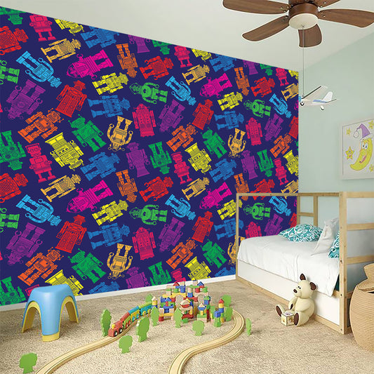 Colorful Robot Pattern Print Wall Sticker