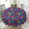 Colorful Robot Pattern Print Waterproof Round Tablecloth