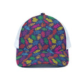 Colorful Robot Pattern Print White Mesh Trucker Hat