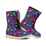 Colorful Robot Pattern Print Winter Boots