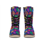 Colorful Robot Pattern Print Winter Boots