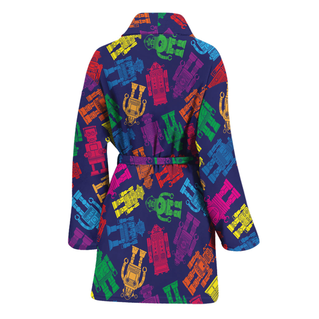Colorful Robot Pattern Print Women's Bathrobe