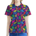 Colorful Robot Pattern Print Women's Polo Shirt