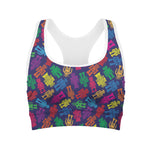 Colorful Robot Pattern Print Women's Sports Bra