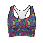 Colorful Robot Pattern Print Women's Sports Bra