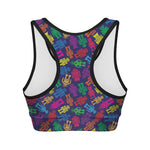 Colorful Robot Pattern Print Women's Sports Bra