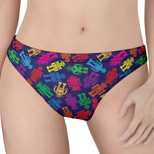 Colorful Robot Pattern Print Women's Thong