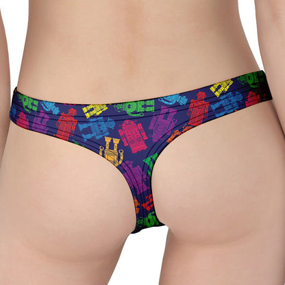 Colorful Robot Pattern Print Women's Thong