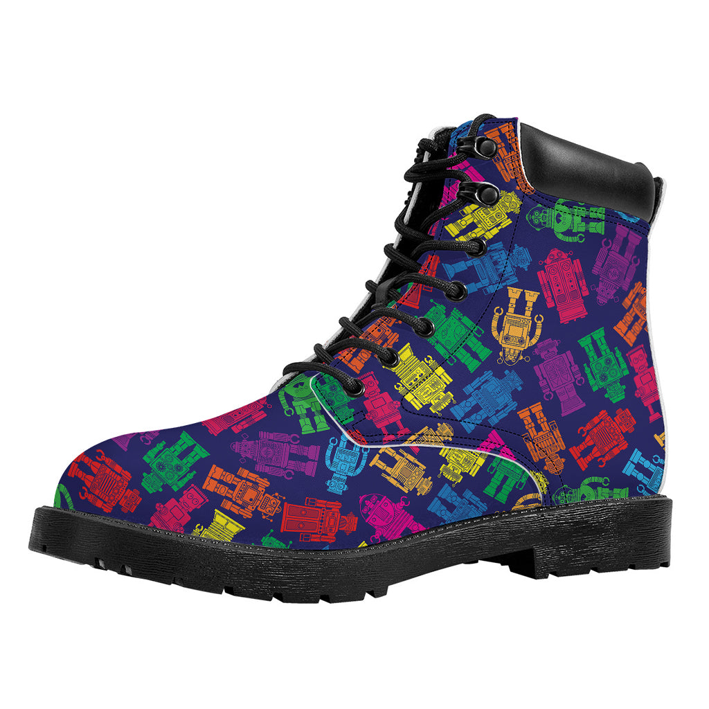 Colorful Robot Pattern Print Work Boots