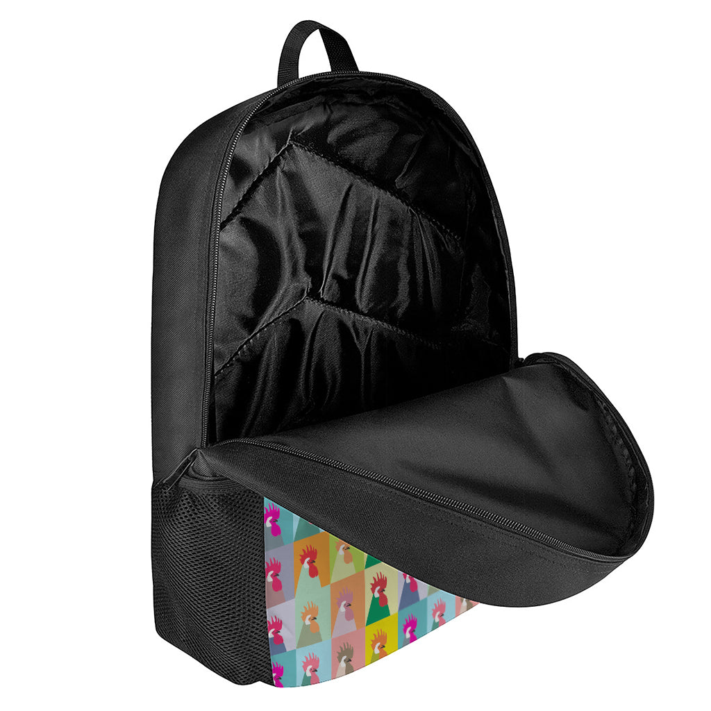 Colorful Rooster Pattern Print 17 Inch Backpack