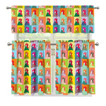 Colorful Rooster Pattern Print 3 Piece Kitchen Curtains