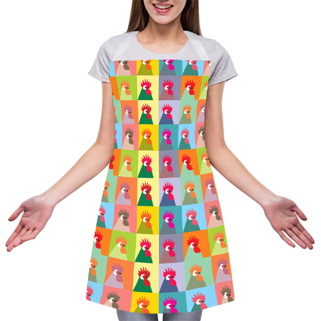 Colorful Rooster Pattern Print Adjustable Apron