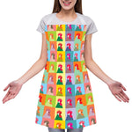 Colorful Rooster Pattern Print Adjustable Apron