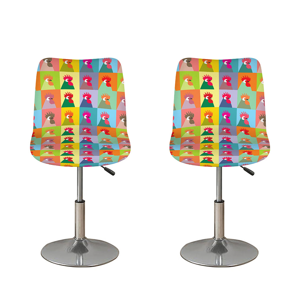 Colorful Rooster Pattern Print Bar Stool Covers