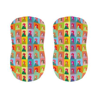 Colorful Rooster Pattern Print Bar Stool Covers