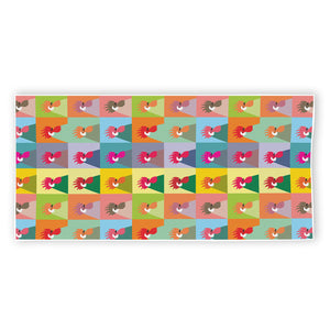 Colorful Rooster Pattern Print Beach Towel