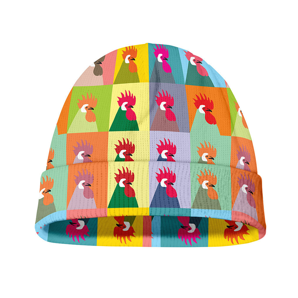 Colorful Rooster Pattern Print Beanie