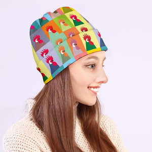 Colorful Rooster Pattern Print Beanie