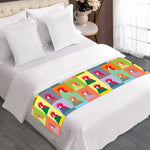 Colorful Rooster Pattern Print Bed Runner